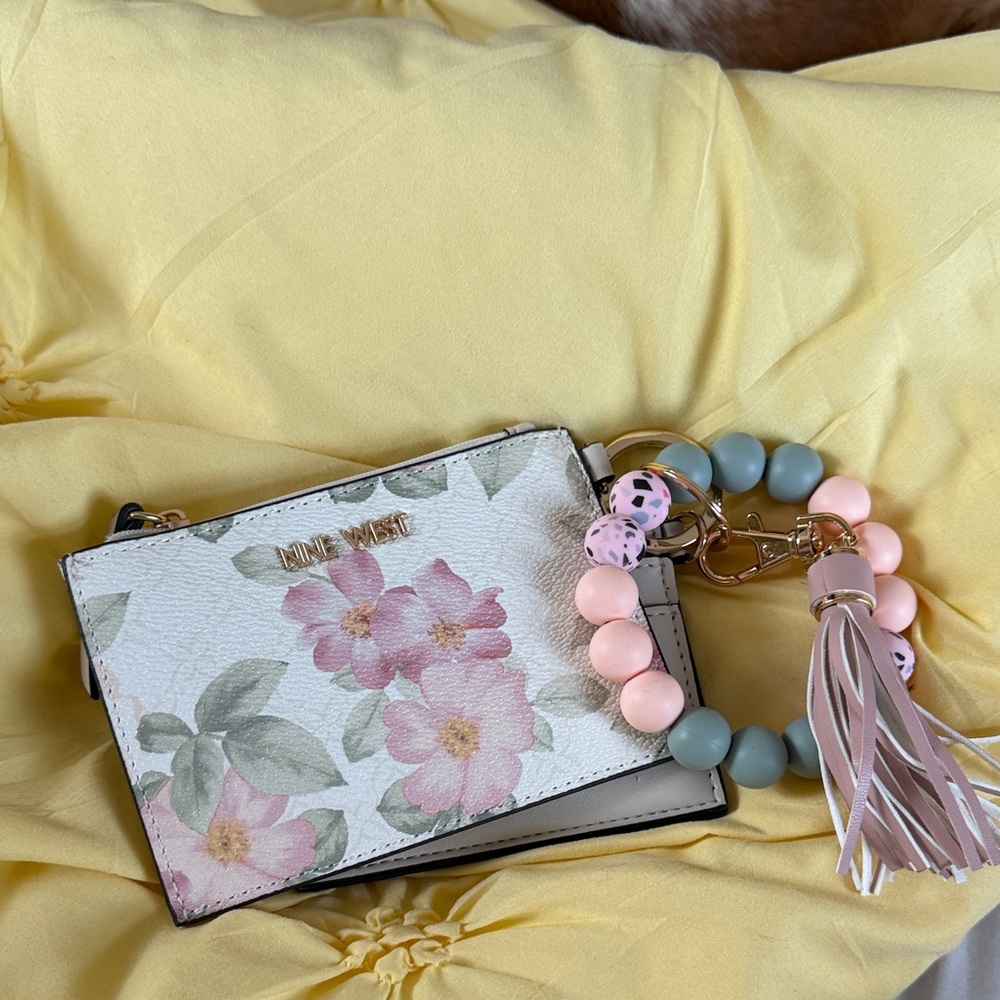 Nine West Floral Wristlet with Pink and Green